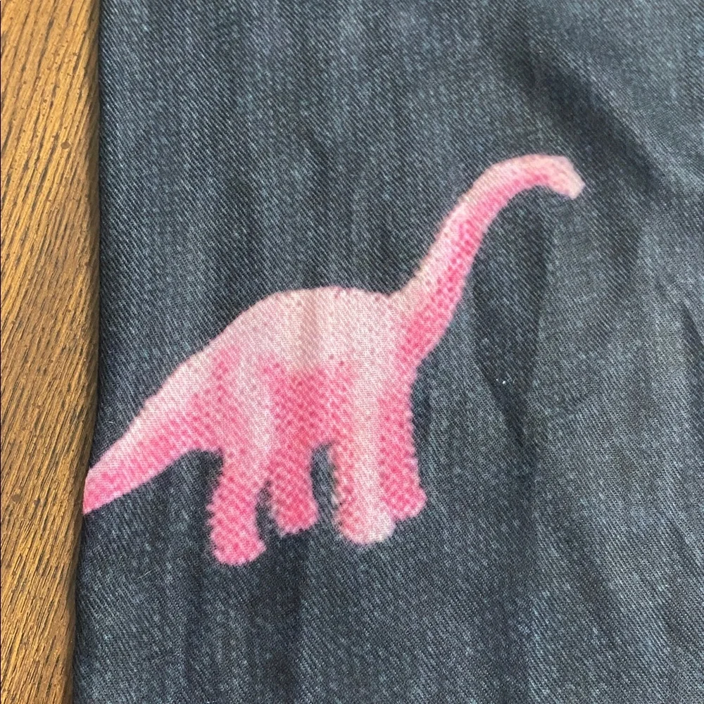 “5/$20” black with pink dinosaurs and fringe shawl or scarf - Picture 2 of 3